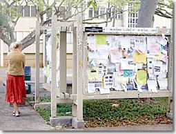 ハワイ大学の掲示板