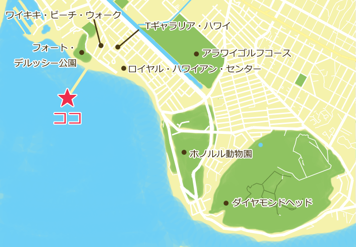 ワイキキビーチの地図